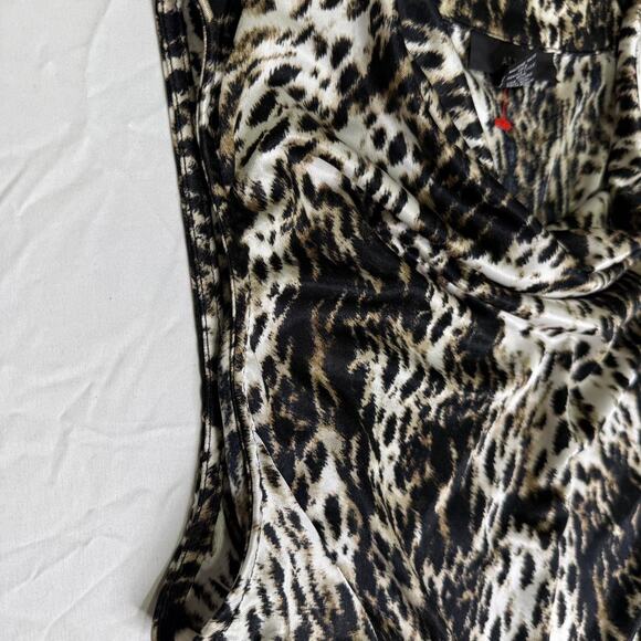 Silky black brown white leopard print blouse - Picture 4 of 7